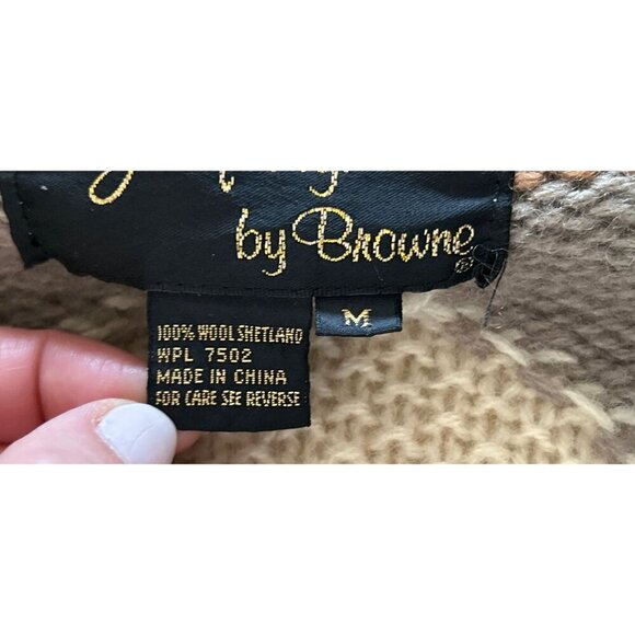 Jacquelyn By Browne Womens Aztec Pattern Wool Cardigan Sweater With Pockets & Bu - Picture 9 of 10